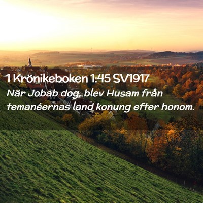 Picture 02 - 1 Krönikeboken 1:45 SV1917 - När Jobab dog, blev Husam från temanéernas - Bible Verse Picture