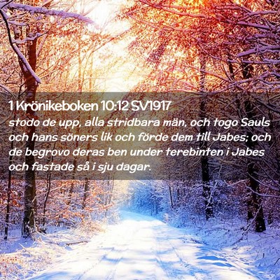 Picture 02 - 1 Krönikeboken 10:12 SV1917 - stodo de upp, alla stridbara män, och togo Sauls - Bible Verse Picture