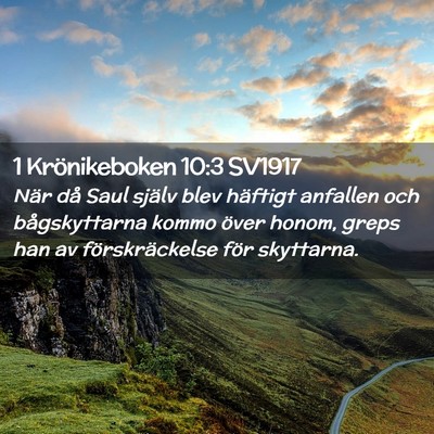 Picture 02 - 1 Krönikeboken 10:3 SV1917 - När då Saul själv blev häftigt anfallen och - Bible Verse Picture