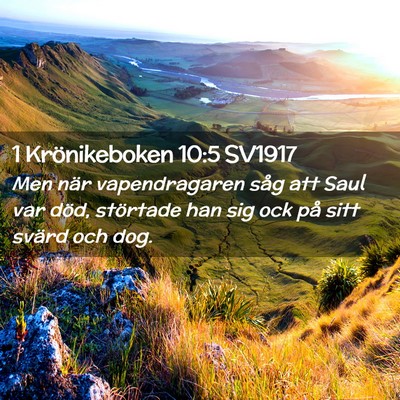 Picture 02 - 1 Krönikeboken 10:5 SV1917 - Men när vapendragaren såg att Saul var död, - Bible Verse Picture