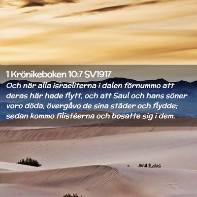 Picture 02 - 1 Krönikeboken 10:7 SV1917 - Och när alla israeliterna i dalen förnummo att - Bible Verse Picture