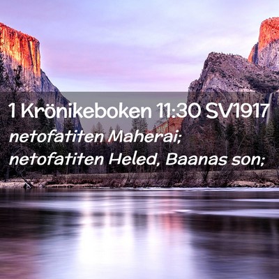Picture 02 - 1 Krönikeboken 11:30 SV1917 - netofatiten Maherai; netofatiten Heled, Baanas - Bible Verse Picture