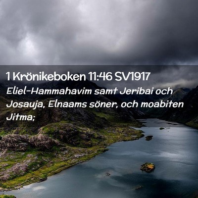 Picture 02 - 1 Krönikeboken 11:46 SV1917 - Eliel-Hammahavim samt Jeribai och Josauja, - Bible Verse Picture