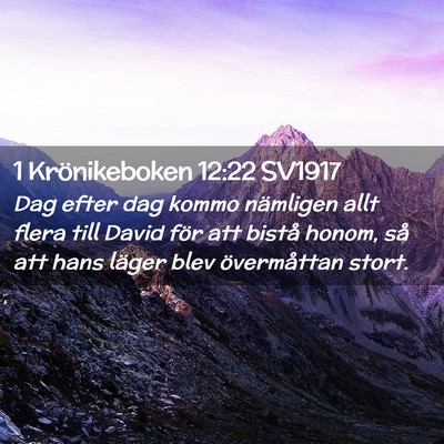 Picture 02 - 1 Krönikeboken 12:22 SV1917 - Dag efter dag kommo nämligen allt flera till - Bible Verse Picture