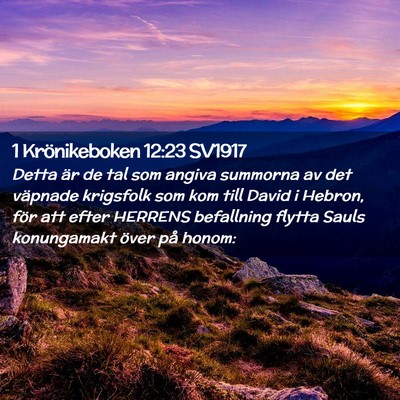 Picture 02 - 1 Krönikeboken 12:23 SV1917 - Detta är de tal som angiva summorna av det - Bible Verse Picture