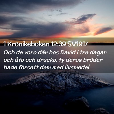Picture 02 - 1 Krönikeboken 12:39 SV1917 - Och de voro där hos David i tre dagar och åto - Bible Verse Picture