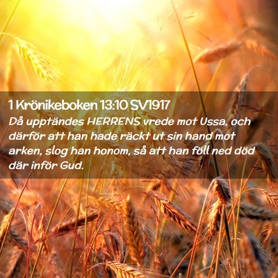 Picture 02 - 1 Krönikeboken 13:10 SV1917 - Då upptändes HERRENS vrede mot Ussa, och - Bible Verse Picture