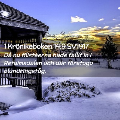 Picture 02 - 1 Krönikeboken 14:9 SV1917 - Då nu filistéerna hade fallit in i Refaimsdalen - Bible Verse Picture