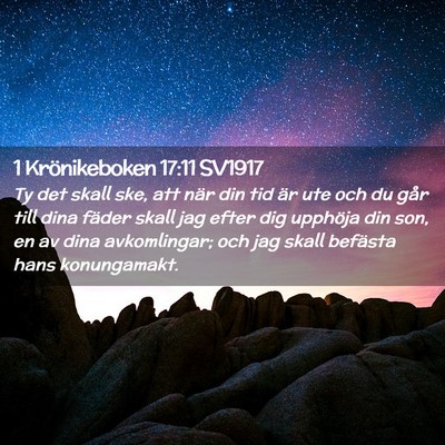 Picture 02 - 1 Krönikeboken 17:11 SV1917 - Ty det skall ske, att när din tid är ute och du - Bible Verse Picture