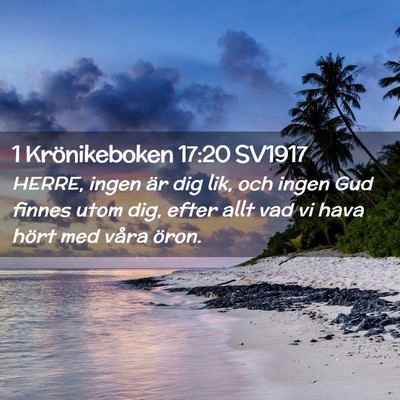 Picture 02 - 1 Krönikeboken 17:20 SV1917 - HERRE, ingen är dig lik, och ingen Gud finnes - Bible Verse Picture
