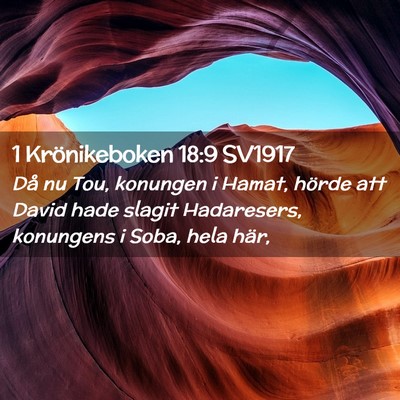 Picture 02 - 1 Krönikeboken 18:9 SV1917 - Då nu Tou, konungen i Hamat, hörde att David - Bible Verse Picture