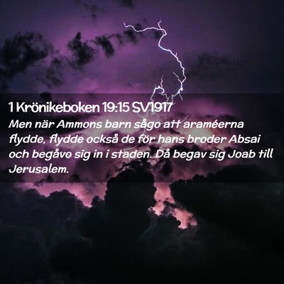 Picture 02 - 1 Krönikeboken 19:15 SV1917 - Men när Ammons barn sågo att araméerna flydde, - Bible Verse Picture