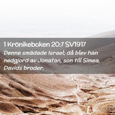 Picture 02 - 1 Krönikeboken 20:7 SV1917 - Denne smädade Israel; då blev han nedgjord av - Bible Verse Picture