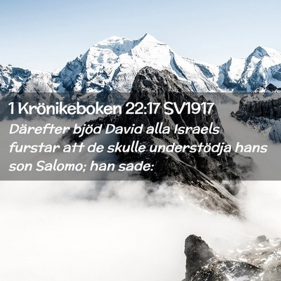 Picture 02 - 1 Krönikeboken 22:17 SV1917 - Därefter bjöd David alla Israels furstar att de - Bible Verse Picture
