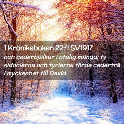 Picture 02 - 1 Krönikeboken 22:4 SV1917 - och cederbjälkar i otalig mängd; ty sidonierna - Bible Verse Picture