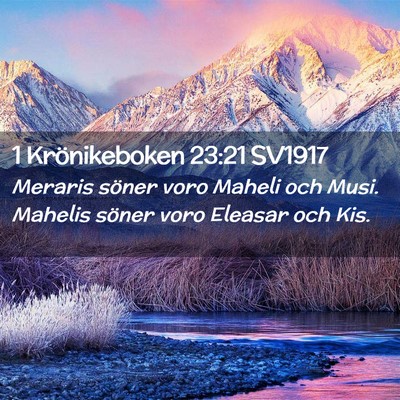 Picture 02 - 1 Krönikeboken 23:21 SV1917 - Meraris söner voro Maheli och Musi. Mahelis - Bible Verse Picture