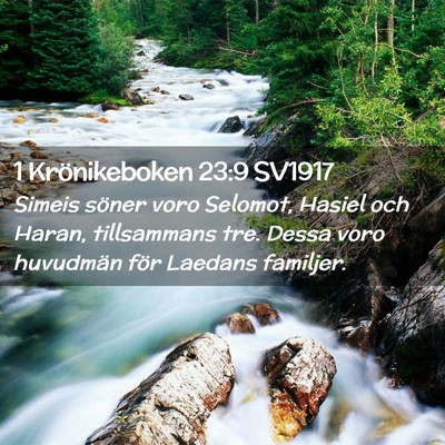 Picture 02 - 1 Krönikeboken 23:9 SV1917 - Simeis söner voro Selomot, Hasiel och Haran, - Bible Verse Picture