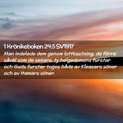 Picture 02 - 1 Krönikeboken 24:5 SV1917 - Man indelade dem genom lottkastning, de förra - Bible Verse Picture