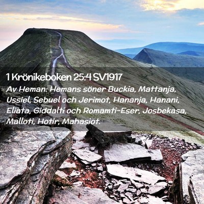 Picture 02 - 1 Krönikeboken 25:4 SV1917 - Av Heman: Hemans söner Buckia, Mattanja, Ussiel, - Bible Verse Picture
