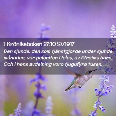 Picture 02 - 1 Krönikeboken 27:10 SV1917 - Den sjunde, den som tjänstgjorde under sjunde - Bible Verse Picture