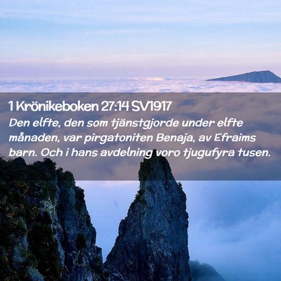 Picture 02 - 1 Krönikeboken 27:14 SV1917 - Den elfte, den som tjänstgjorde under elfte - Bible Verse Picture