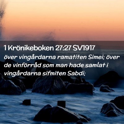 Picture 02 - 1 Krönikeboken 27:27 SV1917 - över vingårdarna ramatiten Simei; över de - Bible Verse Picture