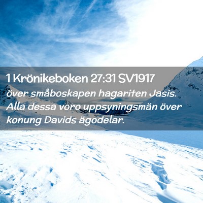 Picture 02 - 1 Krönikeboken 27:31 SV1917 - över småboskapen hagariten Jasis. Alla dessa - Bible Verse Picture