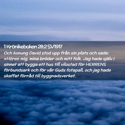 Picture 02 - 1 Krönikeboken 28:2 SV1917 - Och konung David stod upp från sin plats och - Bible Verse Picture