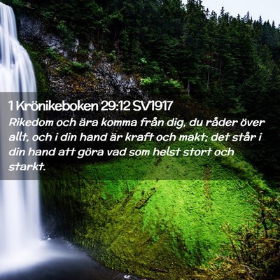 Picture 02 - 1 Krönikeboken 29:12 SV1917 - Rikedom och ära komma från dig, du råder över - Bible Verse Picture