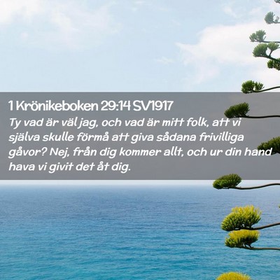 Picture 02 - 1 Krönikeboken 29:14 SV1917 - Ty vad är väl jag, och vad är mitt folk, att - Bible Verse Picture