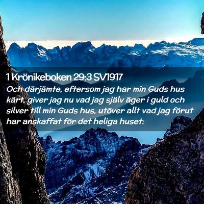Picture 02 - 1 Krönikeboken 29:3 SV1917 - Och därjämte, eftersom jag har min Guds hus - Bible Verse Picture