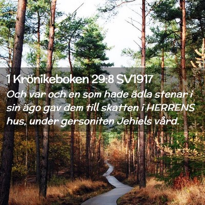 Picture 02 - 1 Krönikeboken 29:8 SV1917 - Och var och en som hade ädla stenar i sin ägo - Bible Verse Picture