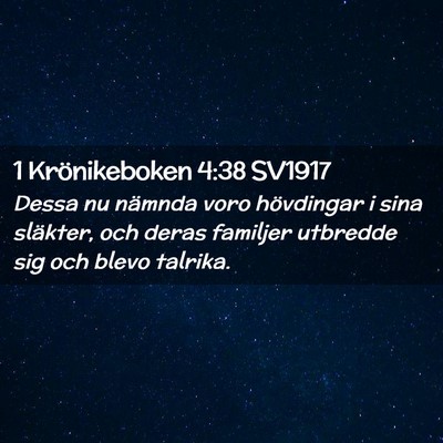 Picture 02 - 1 Krönikeboken 4:38 SV1917 - Dessa nu nämnda voro hövdingar i sina släkter, - Bible Verse Picture