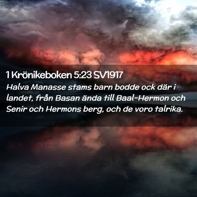 Picture 02 - 1 Krönikeboken 5:23 SV1917 - Halva Manasse stams barn bodde ock där i landet, - Bible Verse Picture