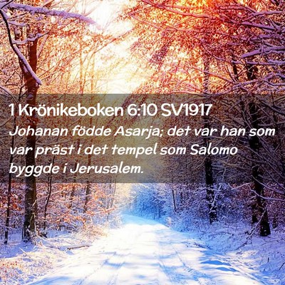 Picture 02 - 1 Krönikeboken 6:10 SV1917 - Johanan födde Asarja; det var han som var präst - Bible Verse Picture