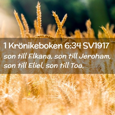 Picture 02 - 1 Krönikeboken 6:34 SV1917 - son till Elkana, son till Jeroham, son till - Bible Verse Picture
