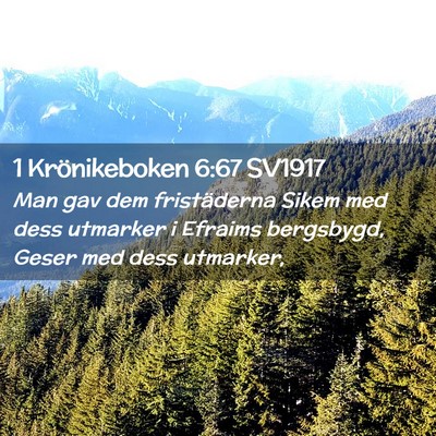 Picture 02 - 1 Krönikeboken 6:67 SV1917 - Man gav dem fristäderna Sikem med dess utmarker - Bible Verse Picture