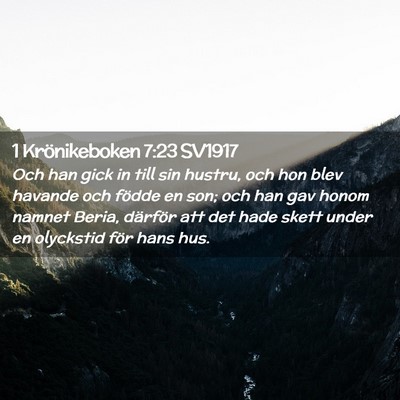Picture 02 - 1 Krönikeboken 7:23 SV1917 - Och han gick in till sin hustru, och hon blev - Bible Verse Picture