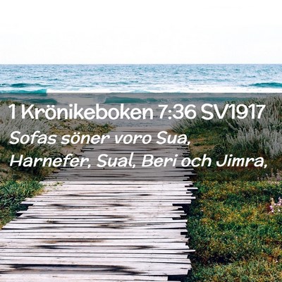 Picture 02 - 1 Krönikeboken 7:36 SV1917 - Sofas söner voro Sua, Harnefer, Sual, Beri och - Bible Verse Picture