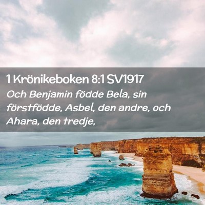 Picture 02 - 1 Krönikeboken 8:1 SV1917 - Och Benjamin födde Bela, sin förstfödde, - Bible Verse Picture