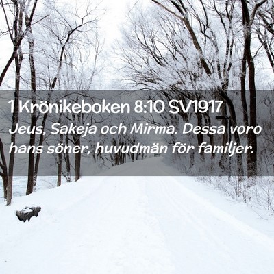 Picture 02 - 1 Krönikeboken 8:10 SV1917 - Jeus, Sakeja och Mirma. Dessa voro hans söner, - Bible Verse Picture