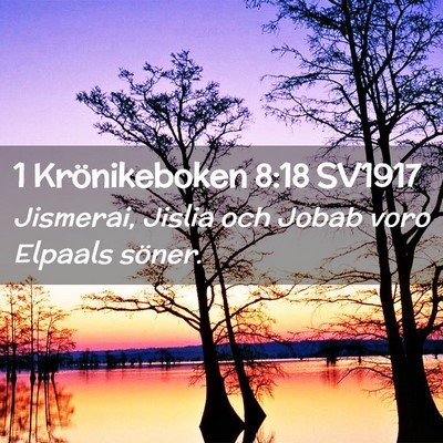 Picture 02 - 1 Krönikeboken 8:18 SV1917 - Jismerai, Jislia och Jobab voro Elpaals - Bible Verse Picture