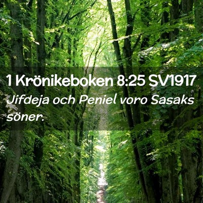 Picture 02 - 1 Krönikeboken 8:25 SV1917 - Jifdeja och Peniel voro Sasaks - Bible Verse Picture