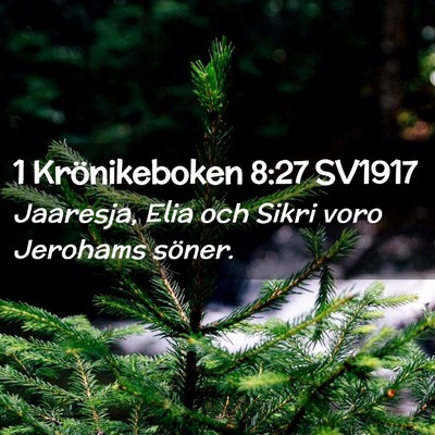 Picture 02 - 1 Krönikeboken 8:27 SV1917 - Jaaresja, Elia och Sikri voro Jerohams - Bible Verse Picture