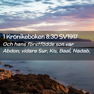 Picture 02 - 1 Krönikeboken 8:30 SV1917 - Och hans förstfödde son var Abdon; vidare Sur, - Bible Verse Picture