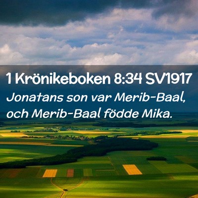 Picture 02 - 1 Krönikeboken 8:34 SV1917 - Jonatans son var Merib-Baal, och Merib-Baal - Bible Verse Picture