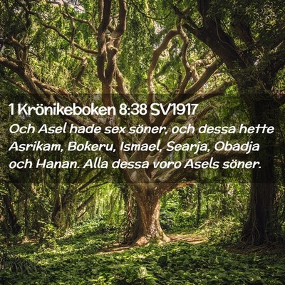 Picture 02 - 1 Krönikeboken 8:38 SV1917 - Och Asel hade sex söner, och dessa hette - Bible Verse Picture