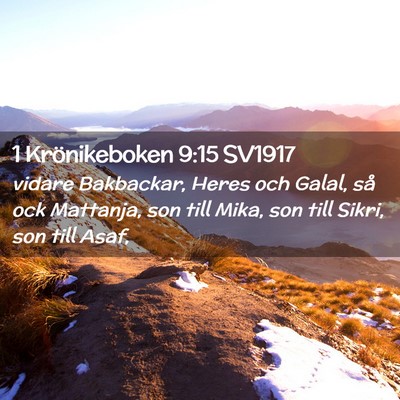 Picture 02 - 1 Krönikeboken 9:15 SV1917 - vidare Bakbackar, Heres och Galal, så ock - Bible Verse Picture