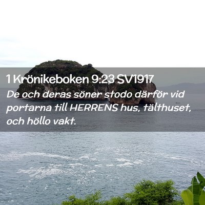Picture 02 - 1 Krönikeboken 9:23 SV1917 - De och deras söner stodo därför vid portarna - Bible Verse Picture
