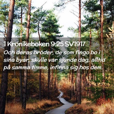 Picture 02 - 1 Krönikeboken 9:25 SV1917 - Och deras bröder, de som fingo bo i sina byar, - Bible Verse Picture